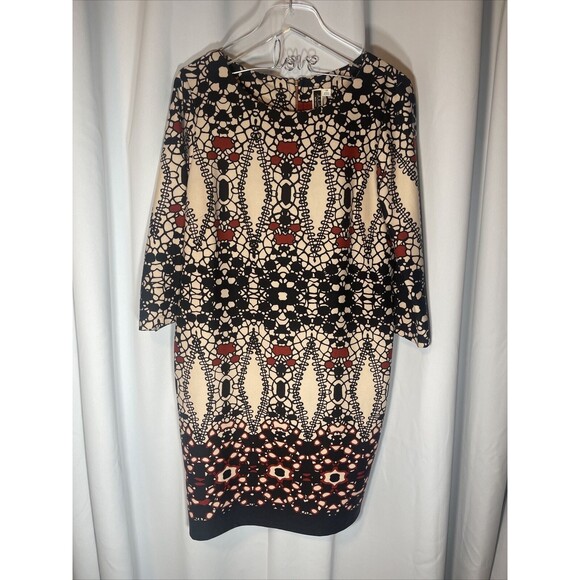 Julian Taylor New York Earth Tones Shift Dress Sz 14 - Picture 1 of 7